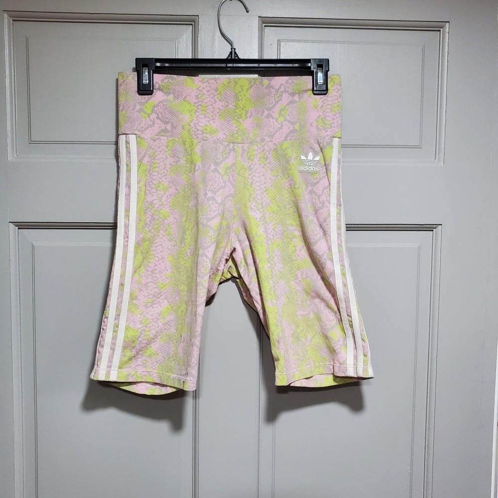 Adidas Shorts Size Medium Womens Biker Pink Multicolor Tights Shorts Lightweight